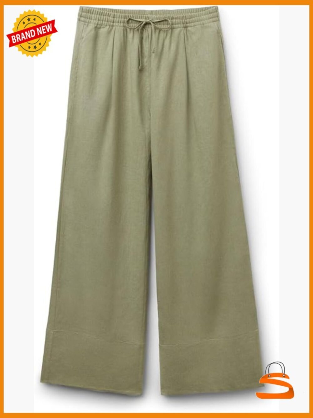 Palazzo Pants in Linen and Viscose Fluid Wide Leg Pull On Mid Rise
